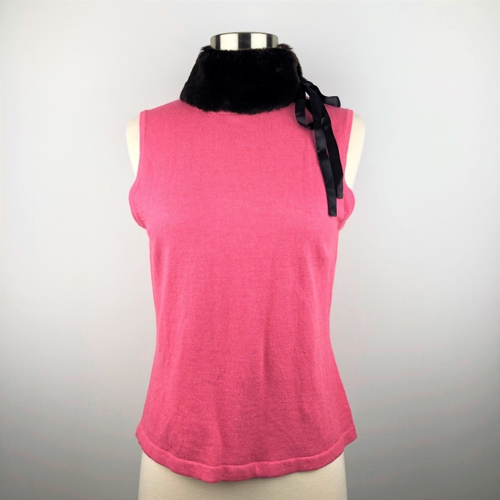 Grace Dane Lewis Knit Tank with Removable Faux Fur Collar Medium